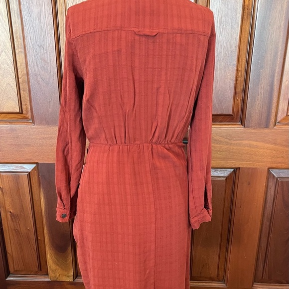 Maeve from Anthropologie Bloomsbury Tie Shirt Dress Women's 4 Rust Terra Cotta - Picture 5 of 10